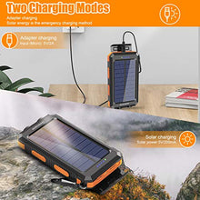 Load image into Gallery viewer, Solar Charger, Durecopow 20000mAh Portable Outdoor Waterproof Solar Power Bank, Camping External Backup Battery Pack Dual 5V USB Ports Output, 2 Led Light Flashlight with Compass (Orange)