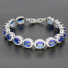 Load image into Gallery viewer, Hermosa Oval Ladies Tennis Bracelet Sapphire Ruby Emerald White Topaz Silver 7 inch (Sapphire)