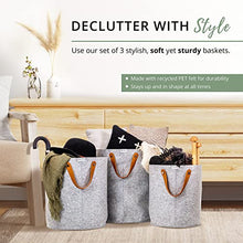 Load image into Gallery viewer, FELFA Storage Basket Set 3 - Decorative Floor Bins with Handles, Blanket Baskets for Living Room, Hamper for Toys, Plant Basket.