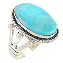 Load image into Gallery viewer, Turquoise Ring Sterling Silver 925 Genuine Gemstones Size 6 to 11 (Choose Color) (Turquoise, 8)