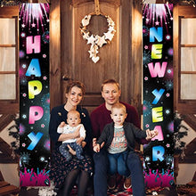Load image into Gallery viewer, Pack of 2, Neon Happy New Year Banner - 72x12 Inch, New Year Door Sign | New Years Eve Party Supplies 2023 | Happy New Year Backdrop | New Year Door Banner 2023 for Happy New Year Decorations 2023
