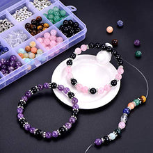 Load image into Gallery viewer, 300Pcs Gemstone Round Loose Beads Wholesale Natural Stone Beads with Spacer Beads and Elastic String for Bracelets Jewelry Making
