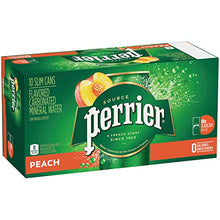 Load image into Gallery viewer, Perrier Peach Flavored Carbonated Mineral Water, 8.45 fl oz. Slim Cans (10 Pack)