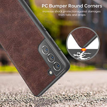 Load image into Gallery viewer, Salawat Galaxy S21 Case, Slim PU Leather Vintage Shockproof Phone Case Cover Lightweight Soft TPU Bumper Hard PC Hybrid Protective Case for Samsung Galaxy S21 6.2inch 2021 (Dark Brown)