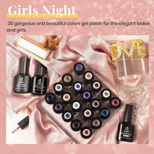Load image into Gallery viewer, Beetles 20Pcs Gel Nail Polish Kit, with Glossy & Matte Top Coat and Base Coat- Girls Night Collection Popular White Nude Gray Glitters Soak Off Gel Polish Gift for Girls Women