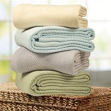 Load image into Gallery viewer, Threadmill Home Linen 100% Cotton Blanket Herringbone Soft Breathable Full/Queen Size Natural