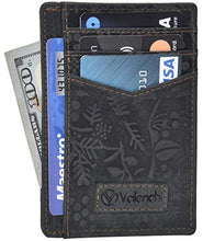 Load image into Gallery viewer, Valenchi - FRONT POCKET MINIMALIST RFID Wallet for Men and Women with multi card slots,Note pocket and ID window (Black Hunter Flower)