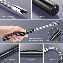 Load image into Gallery viewer, WestRiver Candle Lighter, USB Rechargeable Electric Arc Lighter with Safety Lock & Power Indicator, Portable Flameless Windproof Plasma Lighters with Long Flexible Neck & Aluminum Case (Elegant Black)