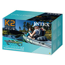Load image into Gallery viewer, Intex Challenger K2 Kayak, 2-Person Inflatable Kayak Set with Aluminum Oars and High Output Air-Pump, Grey/Blue (68306NP)