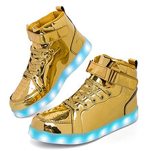 Load image into Gallery viewer, Wajin LED Light Up Shoes Kids High top Sneakers with USB Charging Flashing Luminous Shoes Dancing Sneakers for Boys Girls Toddles Gift Gold