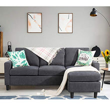 Load image into Gallery viewer, Shintenchi Convertible Sectional Sofa Couch, Modern Linen Fabric L-Shaped Couch 3-Seat Sofa Sectional with Reversible Chaise for Small Living Room, Apartment and Small Space, (Dark Grey)