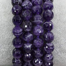 Load image into Gallery viewer, Natural Faceted African Amethyst Handmade Gemstone 8mm Round Beads Elastic Bracelet 7 Inch