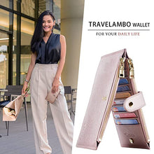 Load image into Gallery viewer, Travelambo Womens Wallet RFID Blocking Bifold Multi Card Case Wallet with Zipper Pocket Crosshatch (Rose gold)