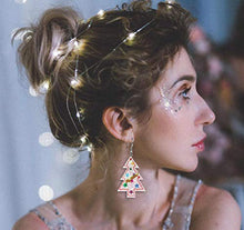 Load image into Gallery viewer, Leather Earrings for Women Christmas Xmas Earrings Teardrop Dangle Lightweight Faux Leather Earrings Holiday Earrings for Christmas New Year Party Decorations Supplies