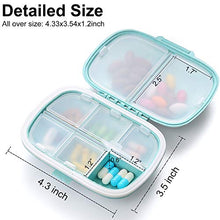 Load image into Gallery viewer, 3 Pack 8 Compartments Travel Pill Organizer Moisture Proof Small Pill Box for Pocket Purse Daily Pill Case Portable Medicine Vitamin Holder Container (Blue+Green+Khaki)