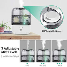 Load image into Gallery viewer, Mikikin Cool Mist Humidifier, Ultrasonic Air Humidifiers for Large Bedroom Babies Home, 4.5L Top Fill Personal Humidifiers with Adjustable Mist Mode, Lasts Up to 30 Hours, Ultra Quiet, Auto Shut-Off