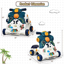 Load image into Gallery viewer, BABY JOY Sit-to-Stand Walker, 3 in 1 Baby Walker, Ride on Car, Game Panel, Kids Multifunctional Activity Center w/Lights, Music, Cute Toys, Educational Push Pull Learning Walker for Toddlers (Blue)