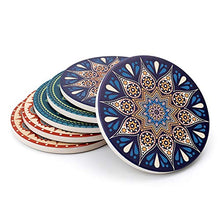 Load image into Gallery viewer, Drink Coasters with Thin Cork Bottom - Set of 6 Moisture Absorbing Stone Coasters - 4 inch Large Table Scratch or Stain Protection for Cup or Glasses