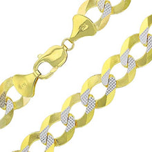 Load image into Gallery viewer, 14K Two Tone Solid Gold 13.50mm Cuban White Pave Diamond Cut Chain | 28" Necklaces | Italian Gold Cuban Necklaces for Men and Women