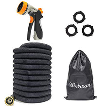 Load image into Gallery viewer, 50ft Expandable Garden hose with 8 pattern hose nozzle - 3/4’’ Solid Brass Fittings with Protective Washer No leak & Rust - Portable Storage Bag Easy Carry and Use