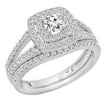 Load image into Gallery viewer, Dazzlingrock Collection 1.00 Carat (ctw) 10K Round Diamond Split Shank Halo Engagement Ring Set 1 CT, White Gold, Size 7