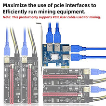 Load image into Gallery viewer, PCIe 1 to 4 Riser Card, Pcie Splitter 1 to 4 PCI Riser Card, 4 Risers into 1 PCI Card, PCIe Multiplier Risers 1X to External 4 PCI-e USB3.0 Adapter for ETH Miner GPU Crypto Bitcoin Ethereum Mining Rig