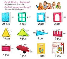 Load image into Gallery viewer, Jasonwell 65 PCS Magnetic Tiles Building Blocks Set for Boys Girls Preschool Educational Construction Kit Magnet Stacking Toys for Kids Toddlers Children 3 4 5 6 7 8 Year Old