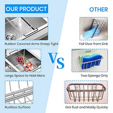 Load image into Gallery viewer, Sink Caddy Sponge Holder Kitchen Sink Organizer Sponge Caddy Farmhouse Sink Accessories Rag Detergent Brush Dishwashing Liquid Rack Expandable 14-3/4" to 20" Stainless Steel