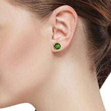 Load image into Gallery viewer, Gem Stone King Round 5mm Green Chrome Diopside (1.00 Ct) 14K Yellow Gold Stud Earrings