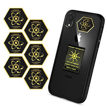 Load image into Gallery viewer, EMF SHUNGITE Protection Cell Phone Stickers – SHUNGITE EMF Protection stickers – ANTI-Radiation Shields - 5G Blockers – Anti-Radiation Protector for Phone - EMF 5G Neutralizer – Saver Chip – BIO Card - GIFT Box 6+2 pcs - ALL Devices