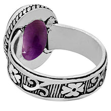 Load image into Gallery viewer, Amethyst Ring Size 8 925 Silver Overlay Vintage Style Handmade Solitaire Ring