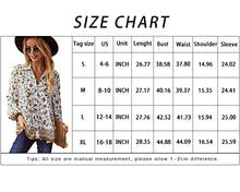 Load image into Gallery viewer, KAYWIDE Women's Casual Boho V Neck Top Loose Floral Printed Long Sleeve Beach Shirts Blouses (036-White, Large)