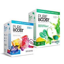 Load image into Gallery viewer, Pureboost Clean Energy Super Immune Bundle. 60 Stick Packs Boosted with B12, Vitamin C and more. Fruity Combo Pack + Green Mojo includes 7 Organic Supergreens.