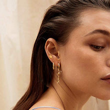 Load image into Gallery viewer, MYEARS Women Evil Eye Earrings Gold Hoop Huggie Diamond CZ Inlay Teardrop Charm Dangle Drop 14K Gold Filled Tiny Boho Beach Simple Delicate Handmade Hypoallergenic Luckily Jewelry Gift