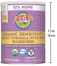 Load image into Gallery viewer, Earth's Best Organic Low Lactose Sensitivity Infant Formula with Iron, Milk-Based Powder, 35oz.