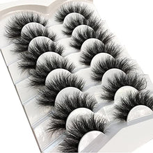Load image into Gallery viewer, Pooplunch False Eyelashes Cat-Eye Fluffy Faux Mink Lashes 8D Wispy Lashes 7 Pairs Pack Dramatic Long Thick Volume Fake Eye Lash Multipack