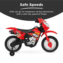 Load image into Gallery viewer, Best Choice Products Kids 6V Ride On Motorcycle w/ Treaded Tires, Working Headlights, 2mph Top Speed, Training Wheels, Realistic Sounds, Music, Battery Charger - Red