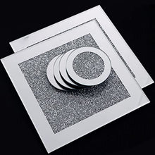 Load image into Gallery viewer, GIMORRTO Glass Mirrored Coaster 8 PC, Crushed Diamond Cup Mat Decor on Tabletop for Restaurant Kitchen bar Dining Table