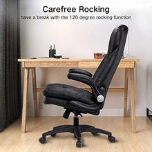 Load image into Gallery viewer, Hbada Ergonomic Executive Office Chair, PU Leather High-Back Desk Chair with Big and Tall Backrest and Cushion, Swivel Rocking Chair with Flip-up Padded Armrest and Adjustable Height, Black