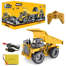 Load image into Gallery viewer, fisca Remote Control Dump Truck 2.4Ghz 4WD RC Truck 6 Channel Mine Construction Vehicle Toy Machine Model with LED Light and Metal Cab for Kids