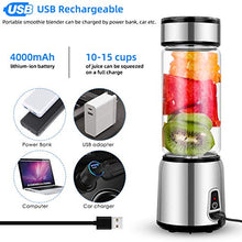 Load image into Gallery viewer, Smoothie Blender Cup,LINBO Portable Blender Juicer Cup, Multifunctional Small Blender for Shakes and Smoothies,Usb Rechargeable, Stainless Steel, Borosilicate Glass