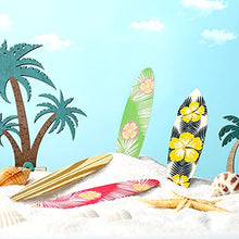 Load image into Gallery viewer, 48 Pieces Surfboard Cupcake Toppers and 2 Pieces Surfboard Birthday Garlands Hawaii Banner Surfing Themed Cake Decoration for Summer Beach Luau Birthday Baby Shower Hawaii Themed Party Supplies
