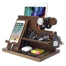 Load image into Gallery viewer, Phone Docking Station for Men - Handmade Unique Nightstand Organizer with Key Holder, Tablet Holder, Book Watch Glasses Accessories Organizer - Great Gift Ideas for Him, Husband, Dad, Grandpa