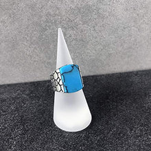 Load image into Gallery viewer, Chicotta Men’s Sterling Silver Statement Ring with Large Flat-top Onyx/Turquoise Gemstone (12, Antique Turquoise)