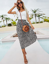 Load image into Gallery viewer, Naggoo High Waist Skirts for Women Women's Floral Print Midi Skirt with Pockets(Black Floral,S)