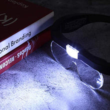 Load image into Gallery viewer, YOCTOSUN Rechargeable Head Magnifier Glasses, Eyeglasses Magnifier with 2 LED Lights and Detachable Lenses 1.5X, 2.5X, 3.5X,5X, Best Magnifying Glasses for Reading and Hobby