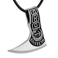 Load image into Gallery viewer, LANGHONG 1PCS Norse Vikings Axe TIWAZ/TYR Rune Amulet Pendant Necklace Nordic Talisman
