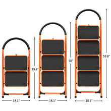 Load image into Gallery viewer, LUISLADDERS 3 Step Ladder Step Stool Fold Sturdy Steel Ladder 330lbs EN131 Portable Anti-Slip and Wide Pedal Ladder Multi-Use for Home, Garden and Office (3 Step)