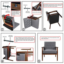 Load image into Gallery viewer, Mid-Century Retro Modern Accent Chair Wooden Arm Upholstered Tufted Back Lounge Chairs Seat Size 24.4" 18.3" (Deep) (Grey Fabric)