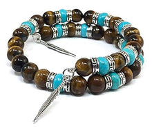 Load image into Gallery viewer, Tiger Eye Turquoise Southwestern Bangle Bracelet for Men & Women